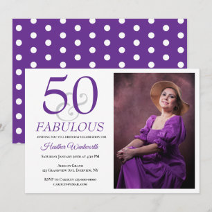 Elegant 50 and Fabulous 50th Birthday Photo Invitation