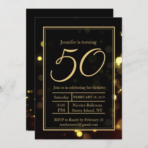 Elegant 50 and Fabulous Birthday Party Invitation