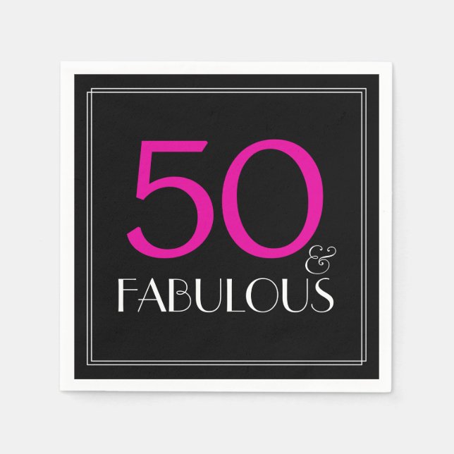 Elegant 50 and Fabulous Birthday Party Napkins (Front)