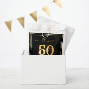Elegant 50 and Fabulous Gold Black Favor Bag