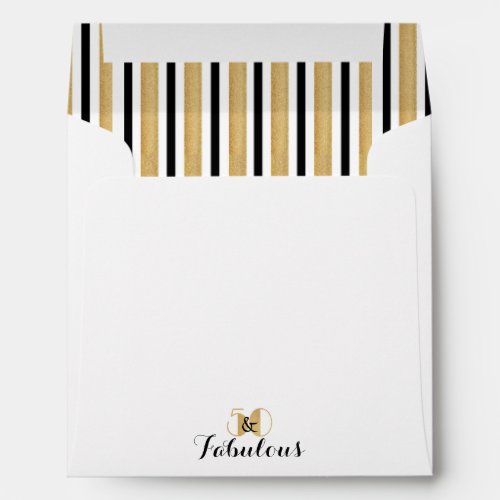 Elegant 50 and Fabulous Gold Glitter Invitation Envelope