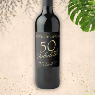 Elegant 50 and Fabulous Ornament 50th Birthday Wine Label