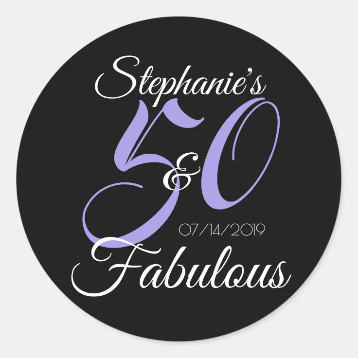 Elegant 50 And Fabulous Personalized Birthday Classic Round Sticker ...