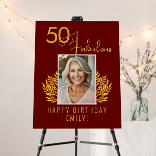 Elegant 50 and Fabulous Twigs 50th Birthday Photo Foam Board