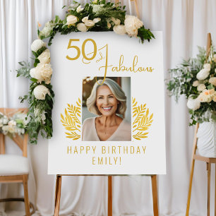 Elegant 50 and Fabulous Twigs 50th Birthday Photo Foam Board