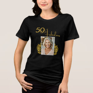 Elegant 50 and Fabulous Twigs 50th Birthday Photo Tri-Blend Shirt