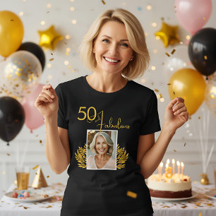 Elegant 50 and Fabulous Twigs 50th Birthday Photo Tri-Blend Shirt