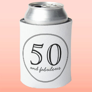 Elegant 50 and Fabulous Typography Birthday Can Cooler