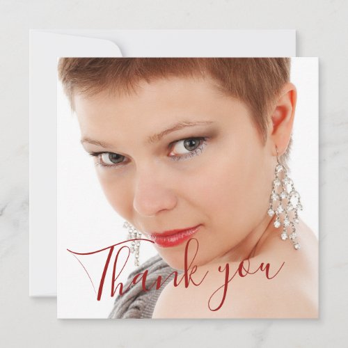 Elegant 50 Fab Birthday Photo Script Red Birthday Thank You Card