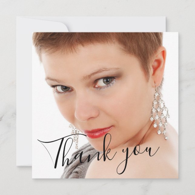 Elegant 50 Fab Birthday Photo Script Red Birthday  Thank You Card (Front)