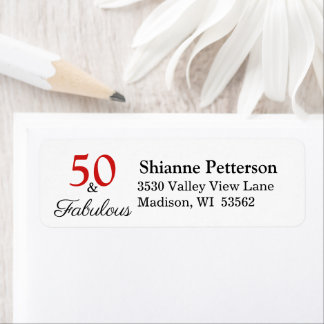 Elegant 50 & Fabulous 50th Birthday Return Address Label