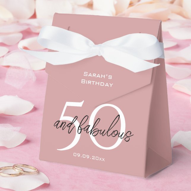 Elegant 50 & Fabulous Birthday Dusty Pink Girly  Favor Boxes (Wedding)