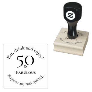Elegant 50 & Fabulous Black 50th Birthday Rubber Stamp