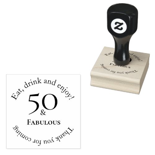 Elegant 50  Fabulous Black 50th Birthday Rubber Stamp
