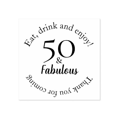 Elegant 50  Fabulous Black 50th Birthday Rubber Stamp