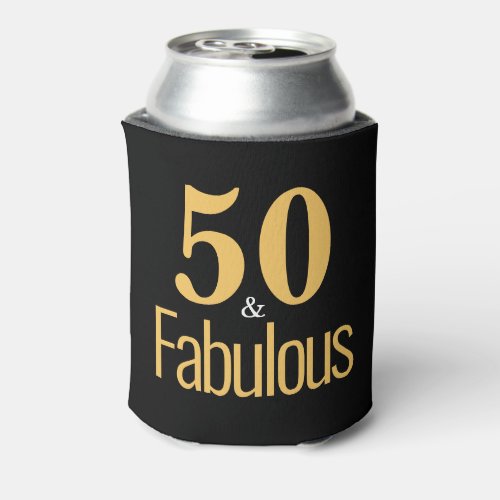 Elegant 50  Fabulous Black Gold Typography  Can Cooler