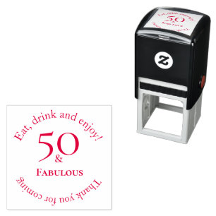 Elegant 50 & Fabulous Circular Celebration Design Self-inking Stamp