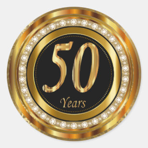 Elegant 50 Years Golden Wedding Anniversary Classic Round Sticker