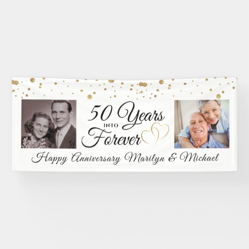 Elegant 50 YEARS INTO FOREVER Photos Anniversary Banner