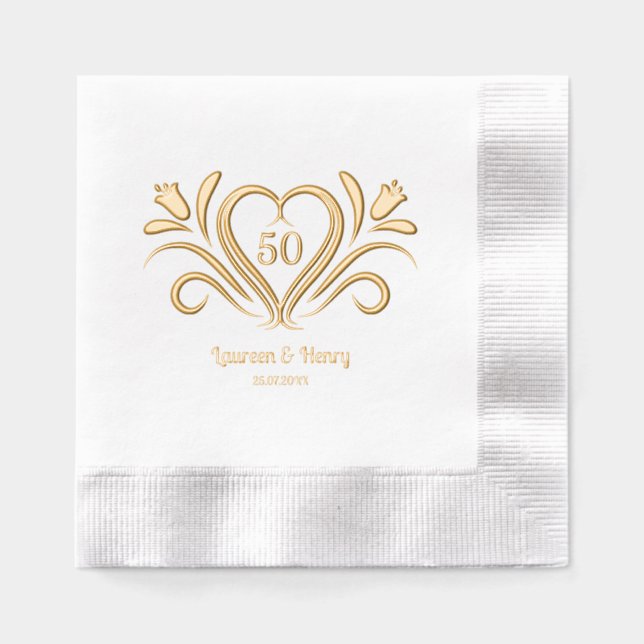  Elegant 50 Years Milestone Personalized  Foil Napkins (Front)