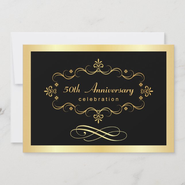 Elegant 50th Anniversary - Bargain Invitations (Front)