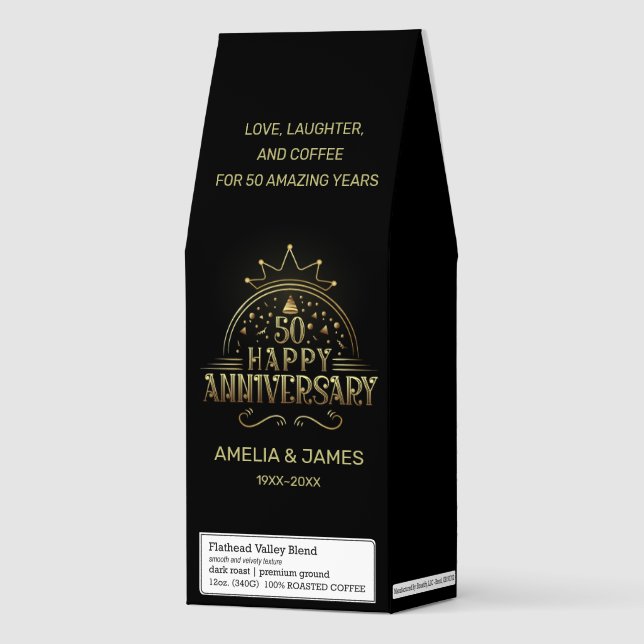 Elegant 50th Anniversary Gold Crown Roasted Coffee (Front)