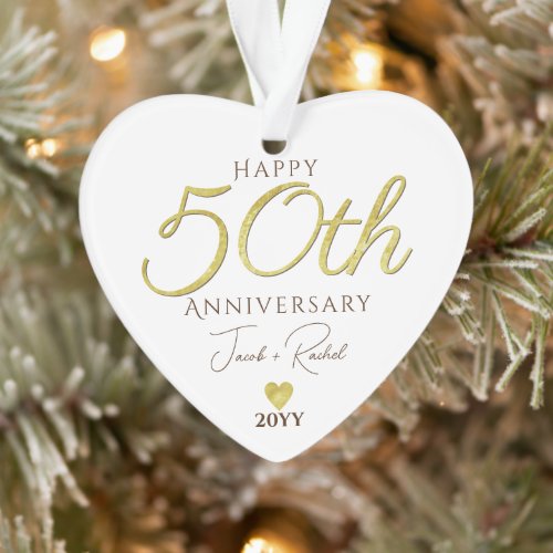 Elegant 50th Anniversary Gold Foil Custom Wedding Ornament