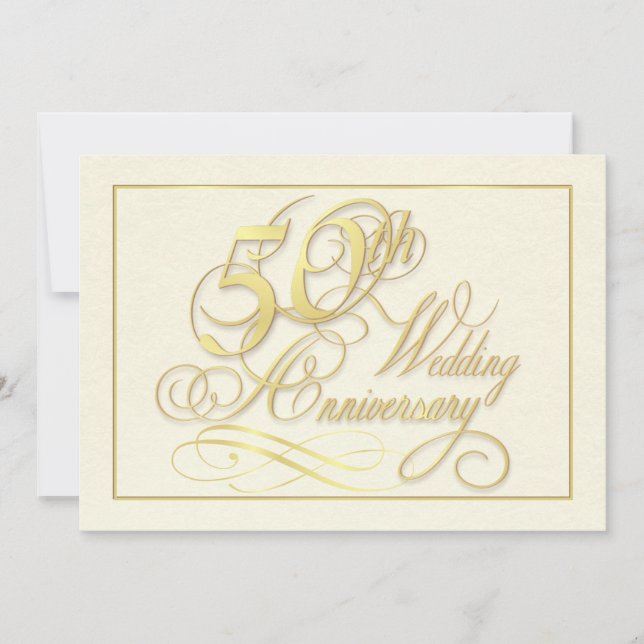 Elegant 50th Anniversary Invitations - Inexpensive (Front)