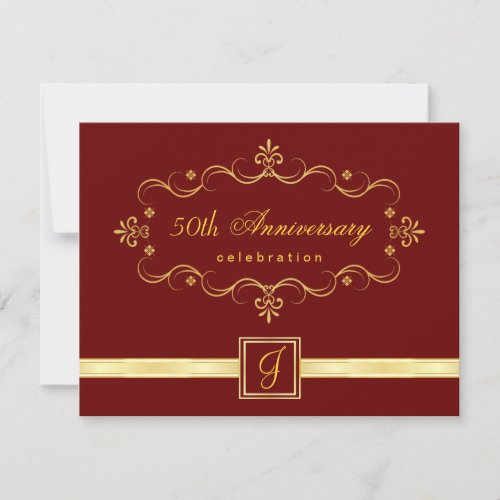 Elegant 50th Anniversary - Monogram Invitations