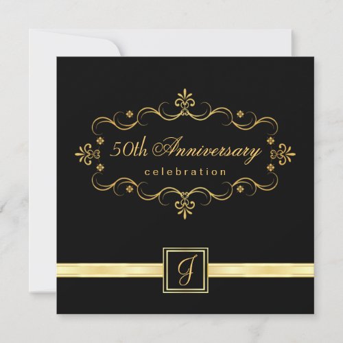 Elegant 50th Anniversary - Monogram Invitations