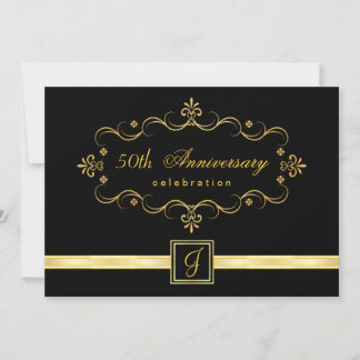 Elegant 50th Anniversary - Monogram Invitations