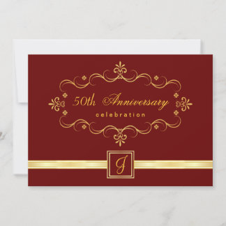 Elegant 50th Anniversary - Monogram Invitations
