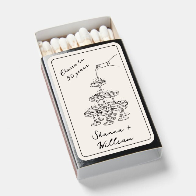 Elegant 50th Anniversary Party Favor Matches (Front Open)