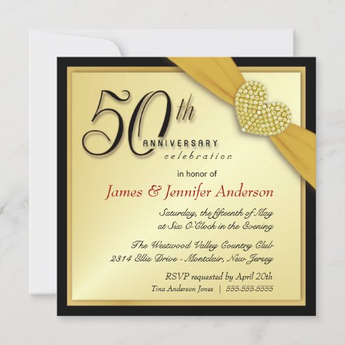Elegant 50th Anniversary Party Invitations