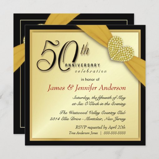 Elegant 50th Anniversary Party Invitations | Zazzle