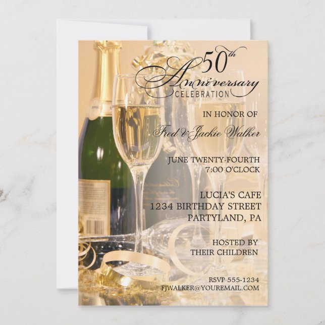 Elegant 50th Anniversary Party Invitations (Front)
