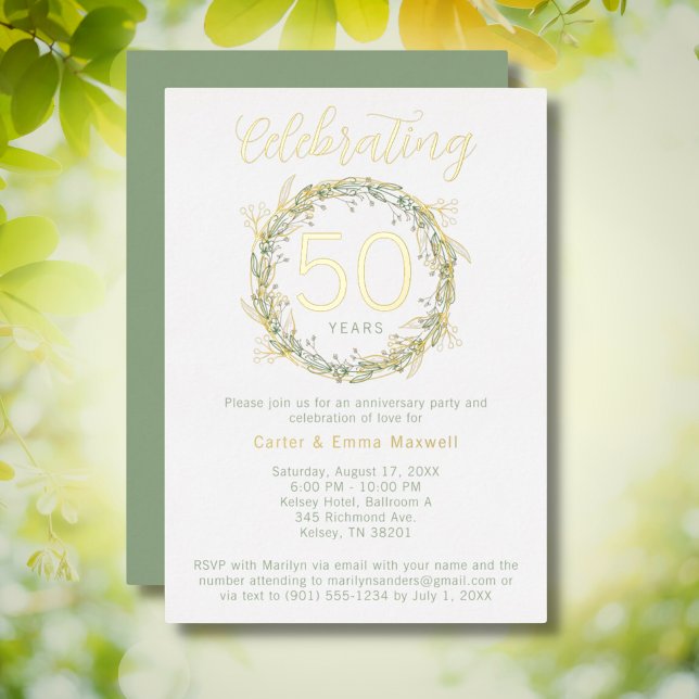 Elegant 50th Anniversary Party Invite Real Foil (Creator Uploaded)