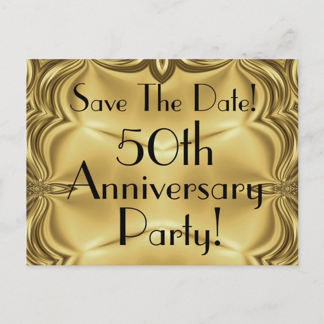 Elegant 50th Anniversary Save The Date Postcards (Front)