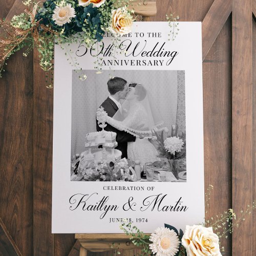 Elegant 50th Anniversary Welcome Sign Personalized