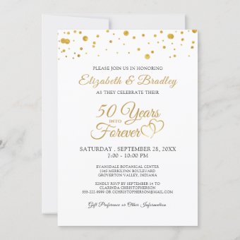 Elegant 50th Anniversary YEARS INTO FOREVER Photo Invitation | Zazzle