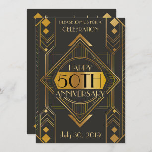 Elegant 50th Art Deco Anniversary Invite