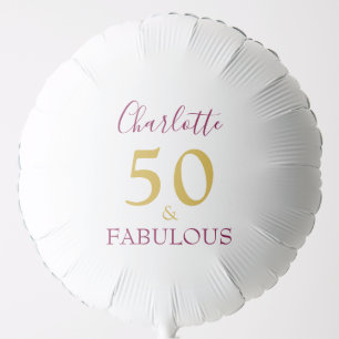 Elegant 50th Birthday 50 and fabulous Gold Purple Balloon