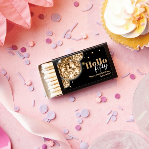Elegant 50th Birthday Black and Faux Gold Matchboxes