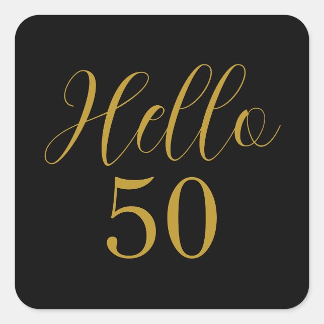Elegant 50th Birthday Black Gold Square Sticker (Front)