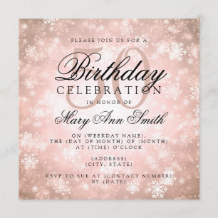 Elegant 50th Birthday Copper Winter Wonderland Invitation