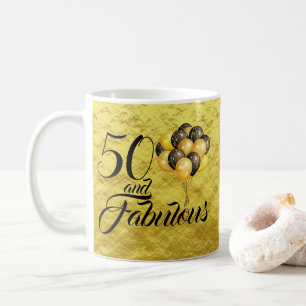 Elegant 50th Birthday Gold Foil Black Typography Coffee Mug