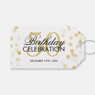 Elegant 50th Birthday Gold Foil Glitter Lights Gift Tags