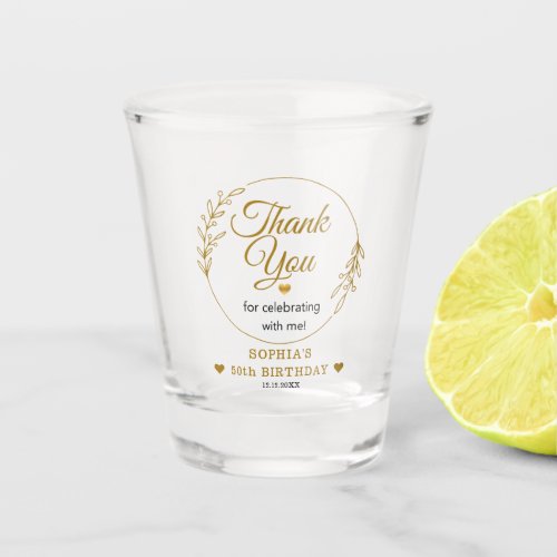 Elegant 50th Birthday Gold Thank You Party Favors Shot Glass