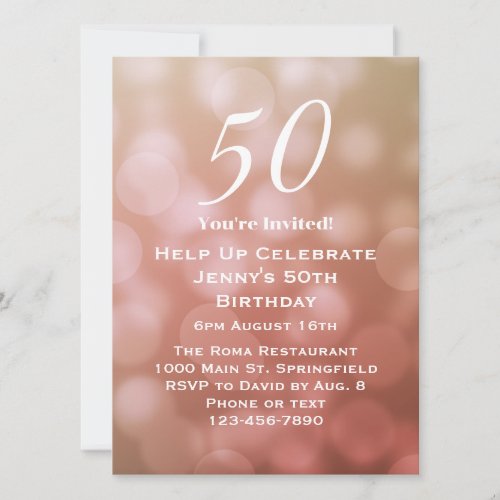 Elegant 50th Birthday Invitation For Her in Pink