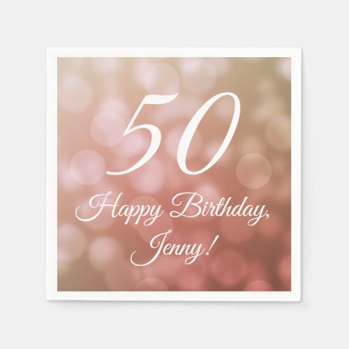 Elegant 50th Birthday Napkins For Her in Pink